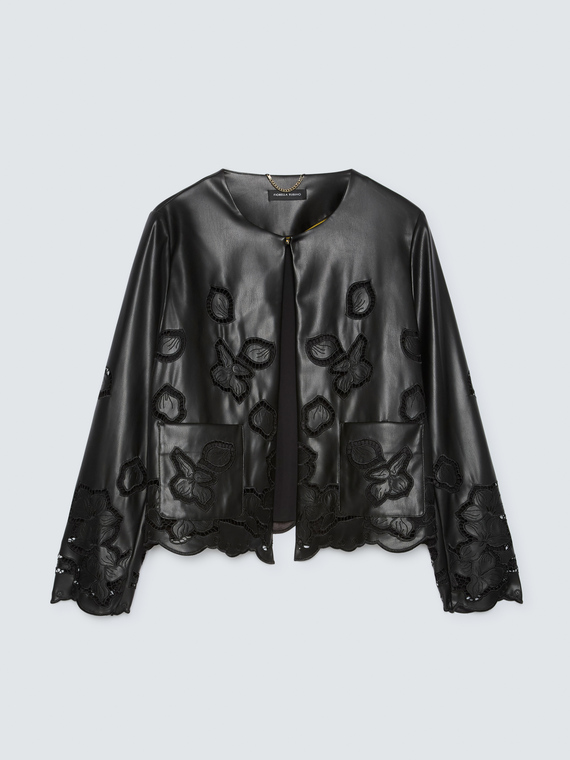 Jacke aus beschichtetem Stoff mit Blumenmuster