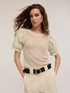 Openwork sweater with poplin sleeves image number 0