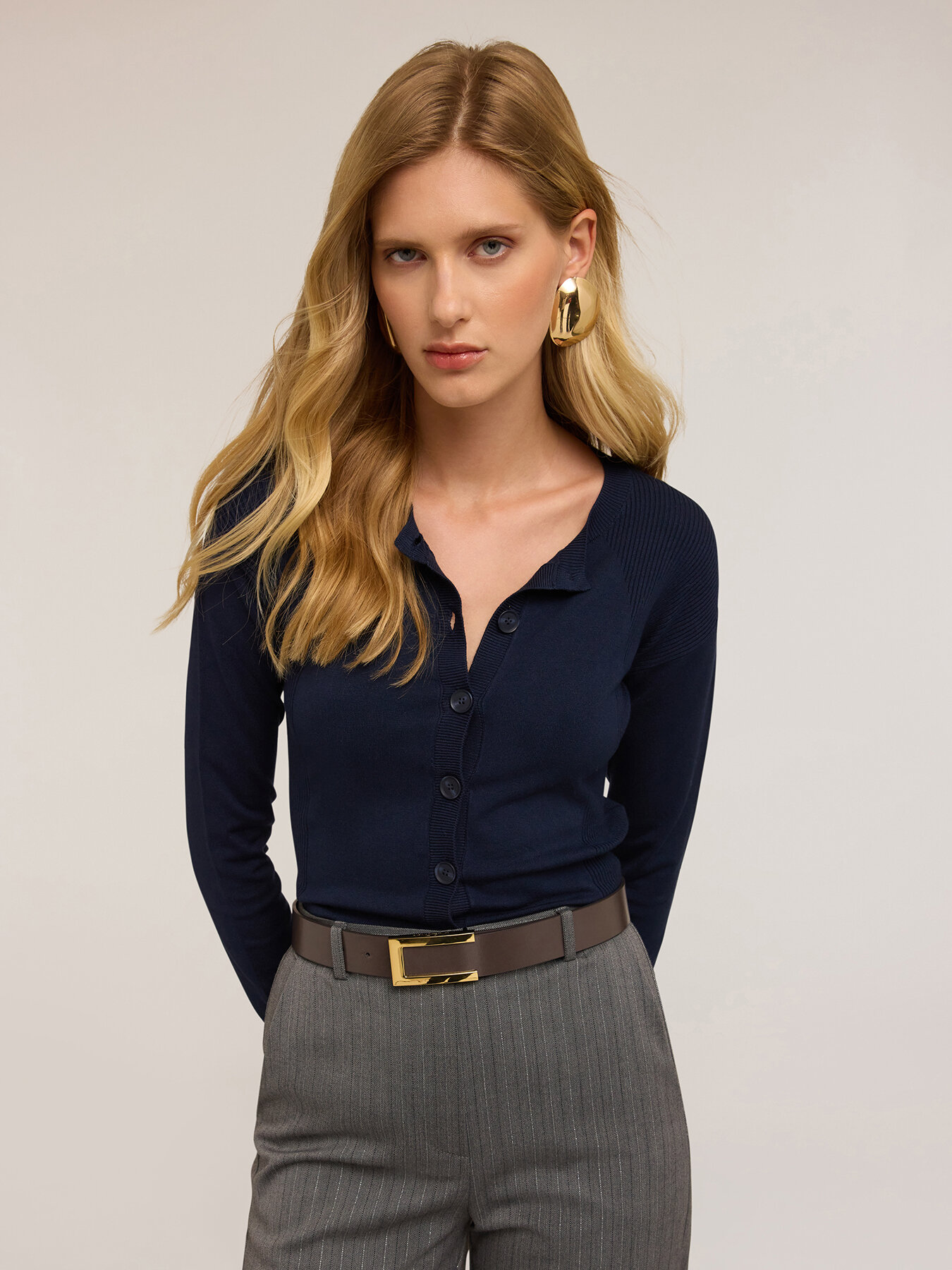 Cardigan con dettagli a coste image number 2