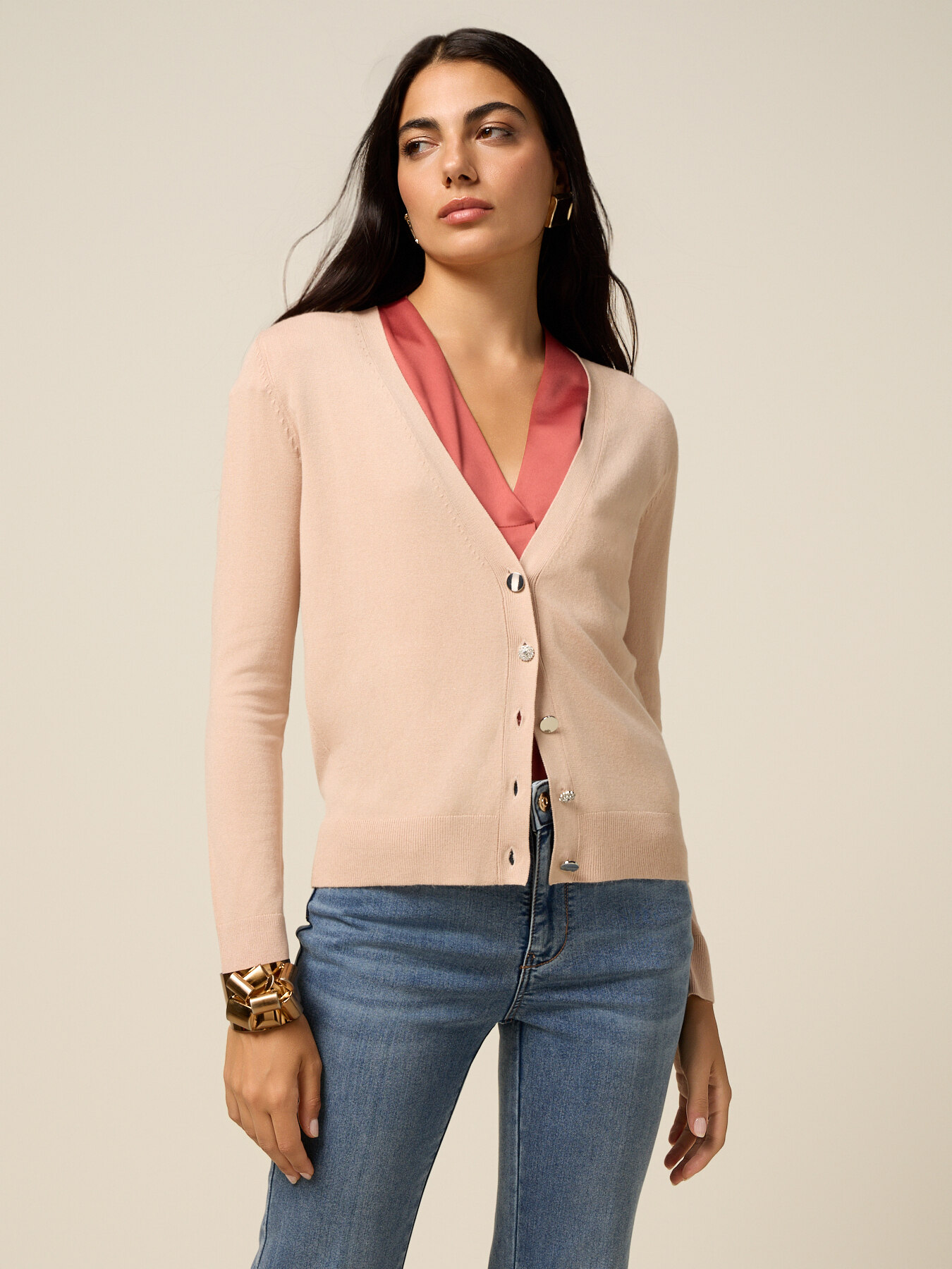 V-neck cardigan in viscose blend image number 0