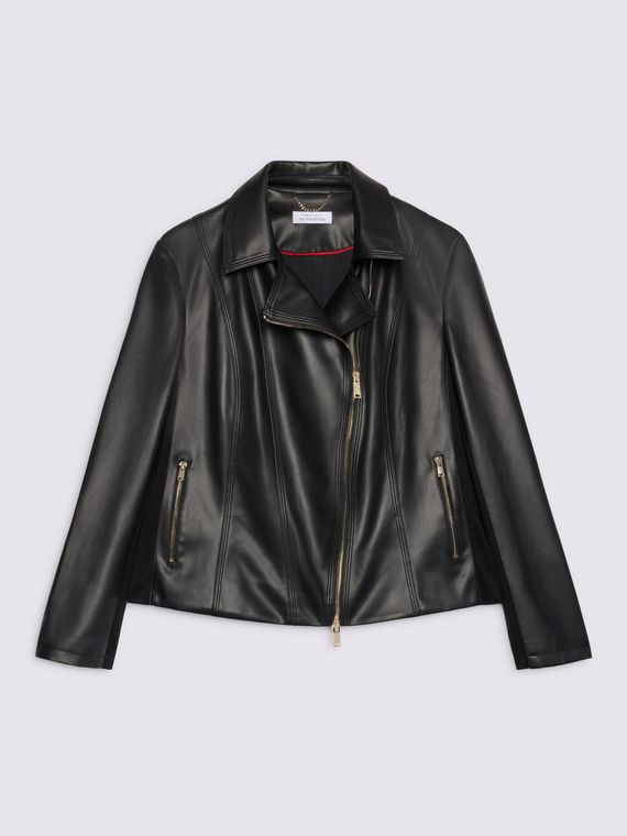 Biker jacket with asymmetrical zip