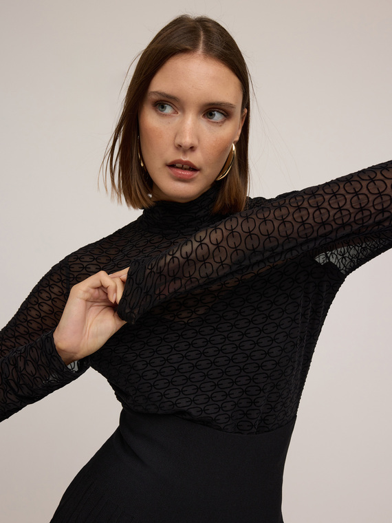 Tulle T-shirt with flock print