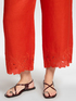 Pantaloni in lino con bordi ricamati image number 3