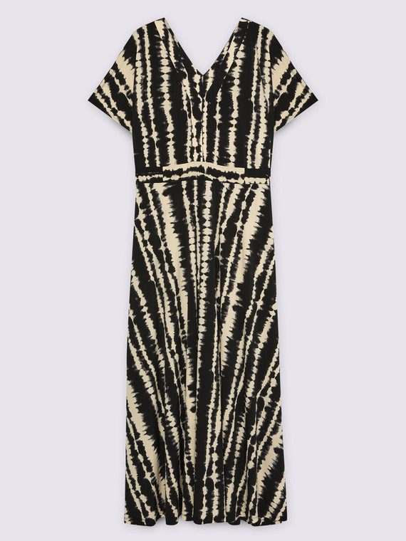 Langes Kleid mit Batik-Print