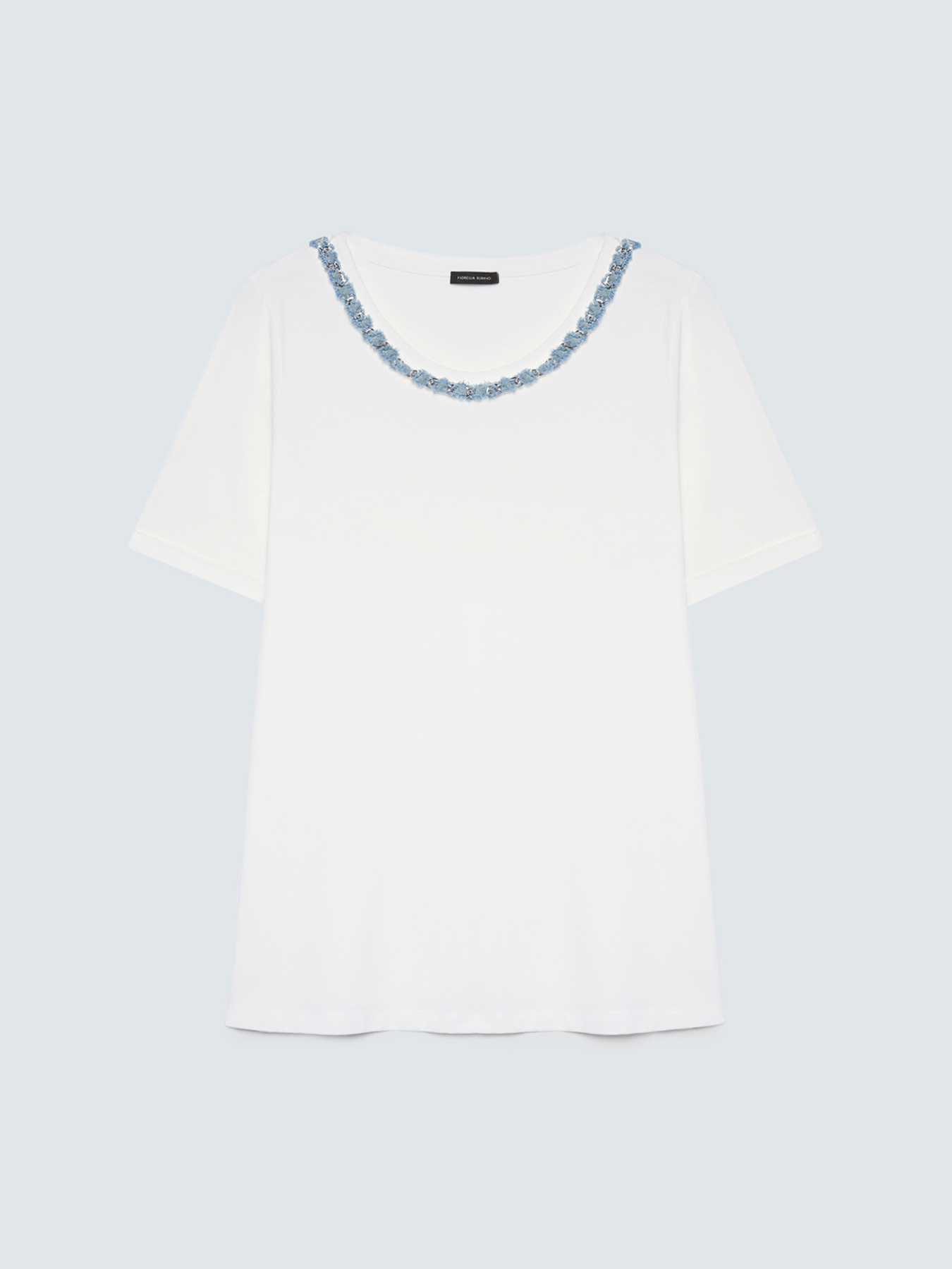 T-shirt en coton avec application sur l'encolure image number 1