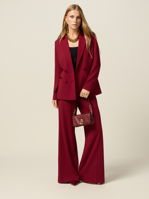Wide-leg palazzo pants in crepe fabric