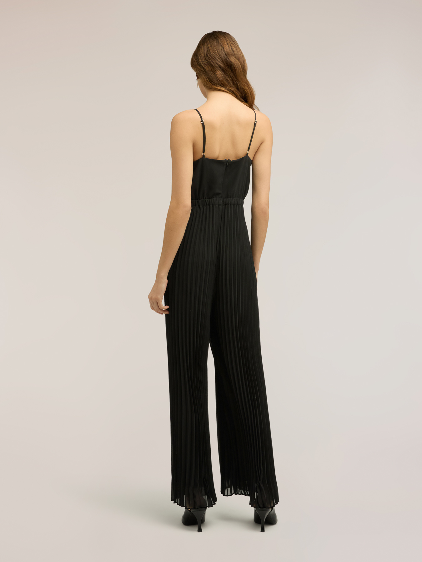 Long pleated georgette jumpsuit image number 1