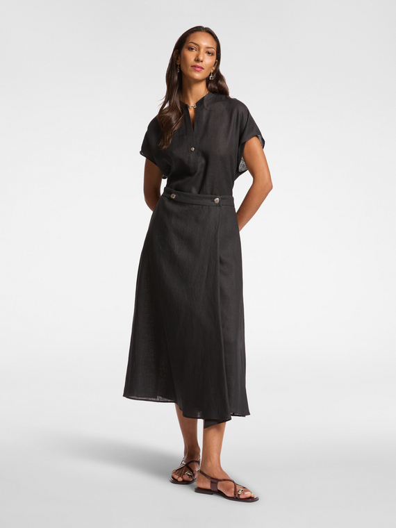 Linen midi skirt