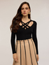 Ribbed jumper with worked neckline image number 0