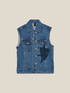 Denim vest with floral appliqué image number 4