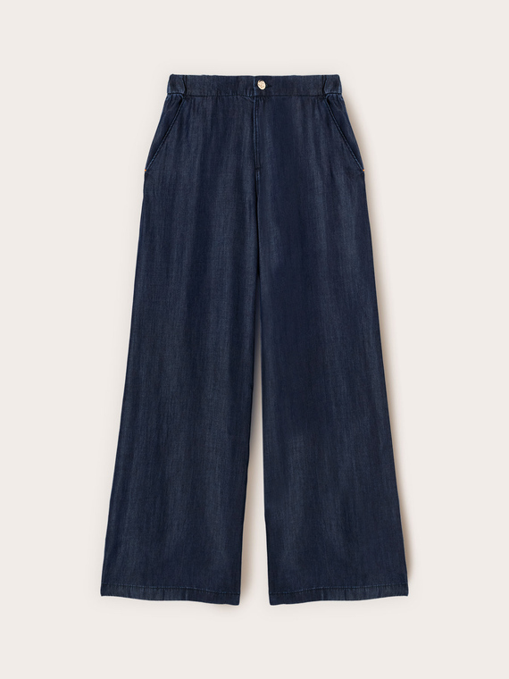 Jeans palazzo din denim lyocell