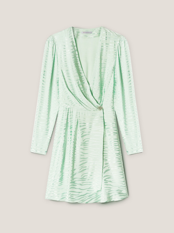 Jacquard satin wraparound dress