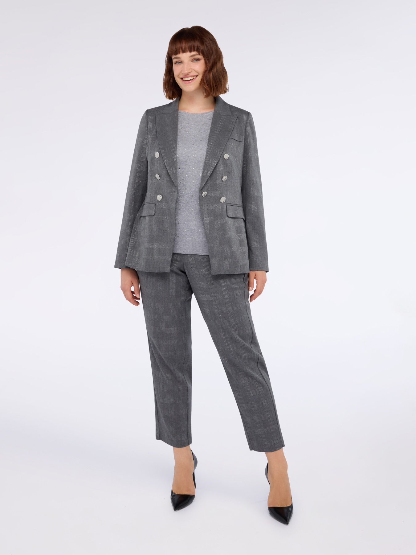 Balloon pants with checkered print and lurex thread image number 2