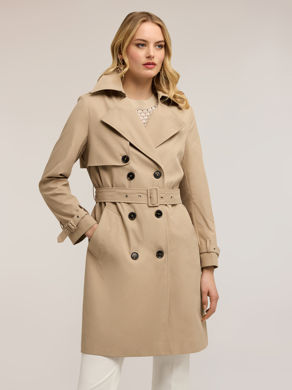 Double-breasted taffeta trench coat