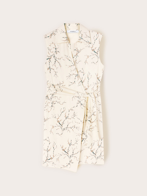 Rochie &icirc;ncrucișată din satin cu imprimeu