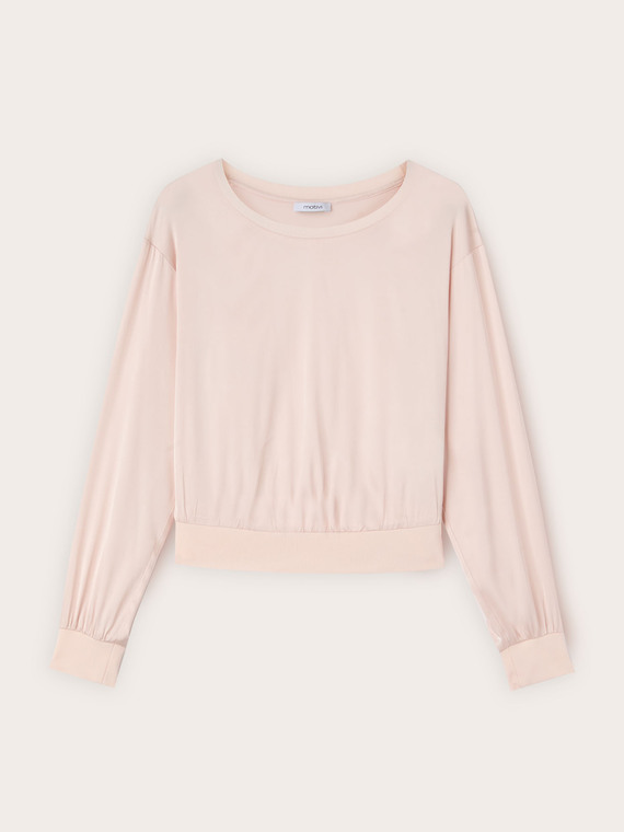 Blusa in crepe de chine con vestibilità boxy