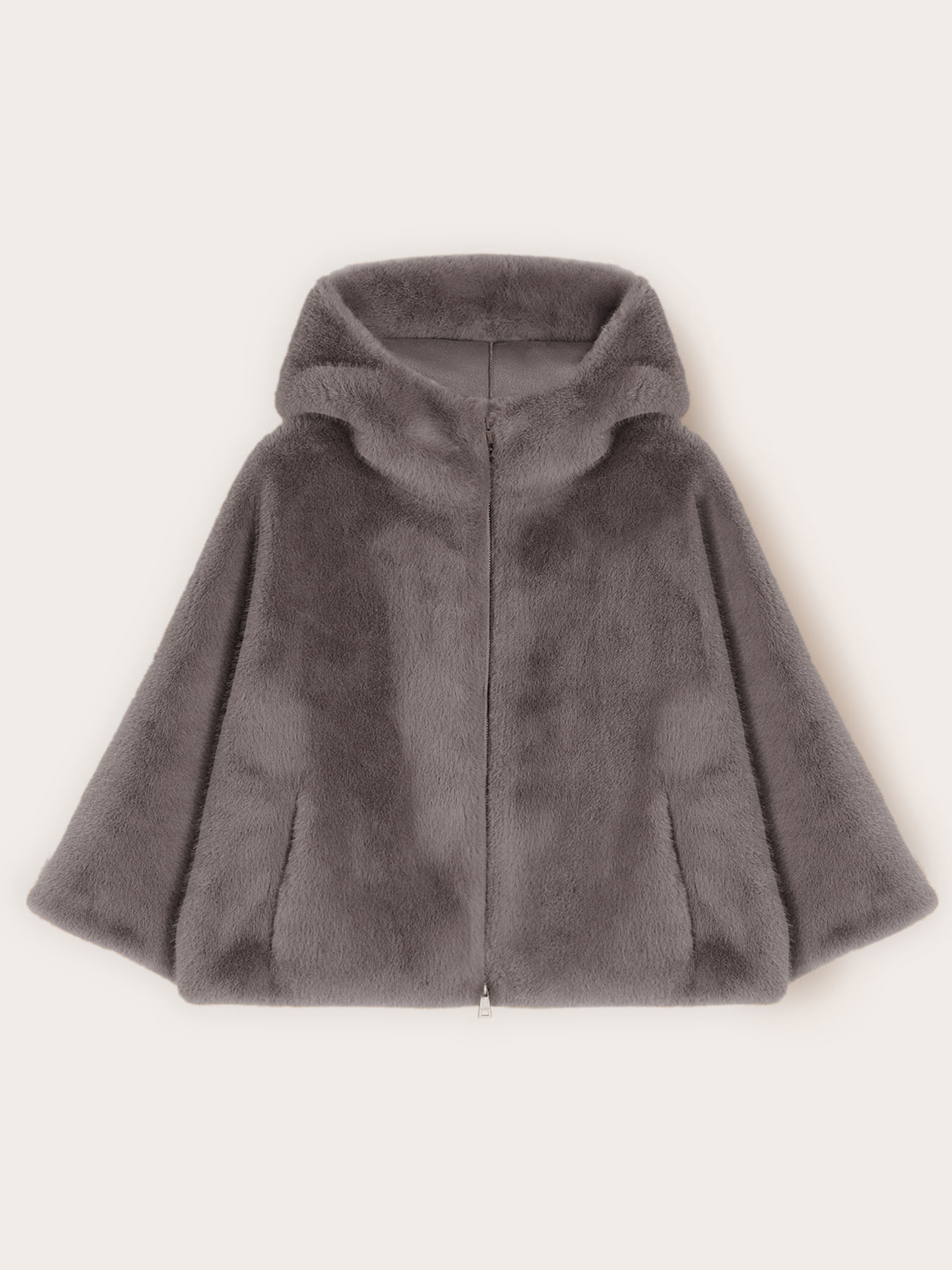 Hooded cape with plush effect image number 4