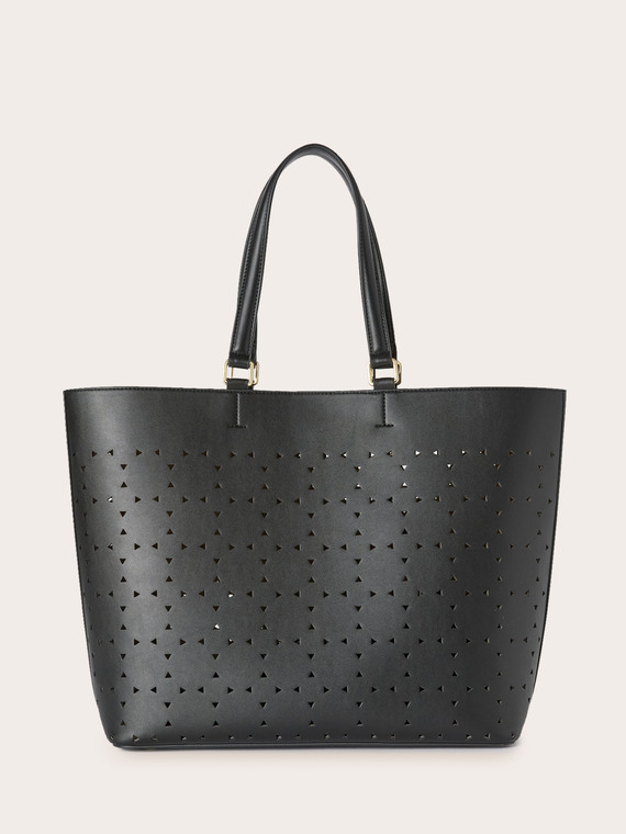 Shopping Bag mit Lochmuster und Griffen