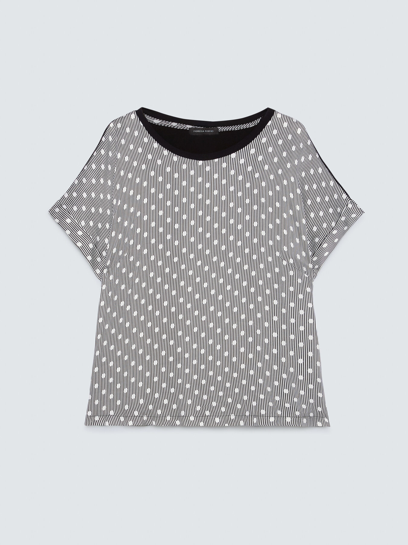 T-shirt bimaterica a righe e pois image number 4