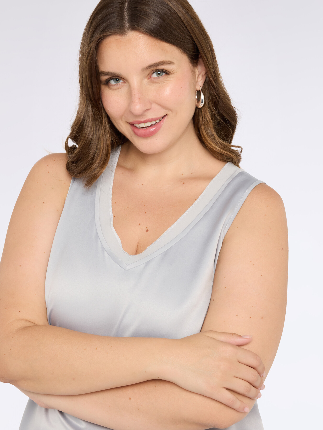 Zweistoffiges Top mit V-Ausschnitt image number 3