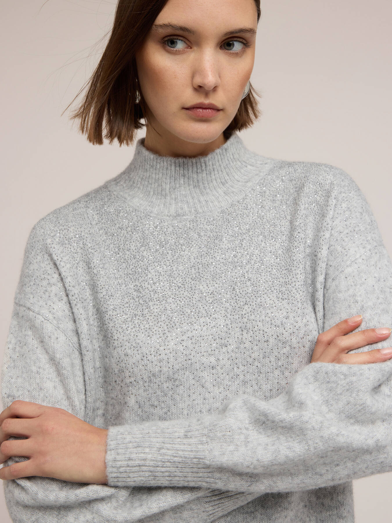 Regular knit dress with rhinestones image number 3