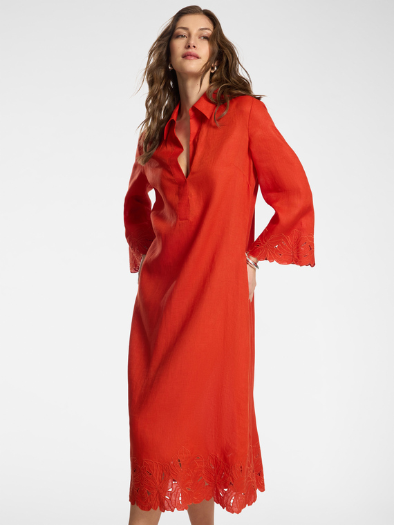 Leinenkleid mit Spitze