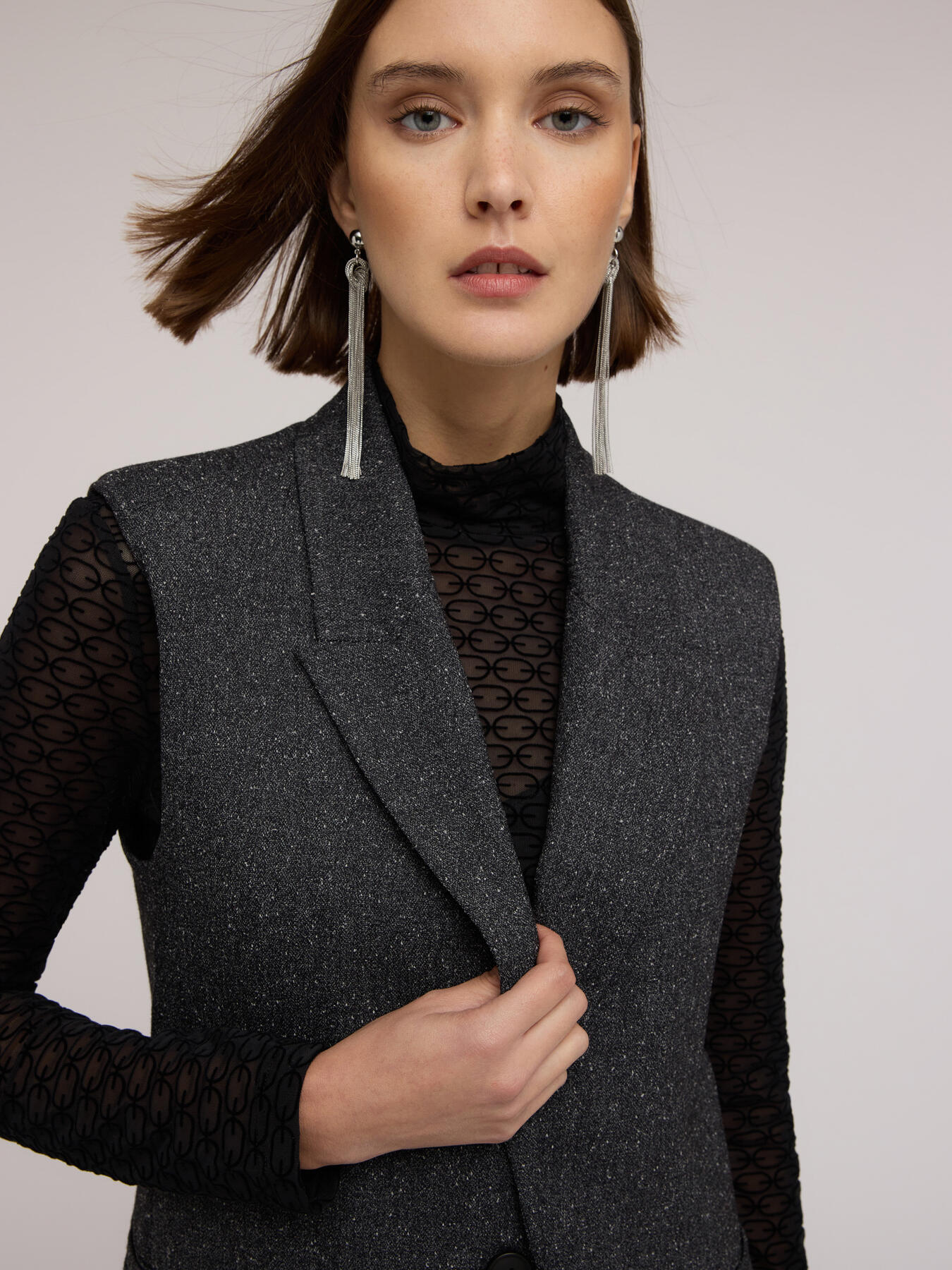 Gilet de tailleur teint fil avec revers image number 3