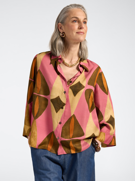 Camicia ampia in viscosa stampata