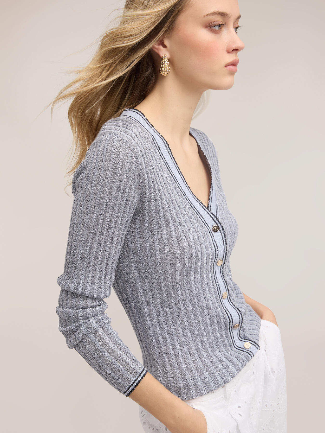 Cardigan en tricot c&ocirc;tel&eacute; m&eacute;lang&eacute; lurex image number 0