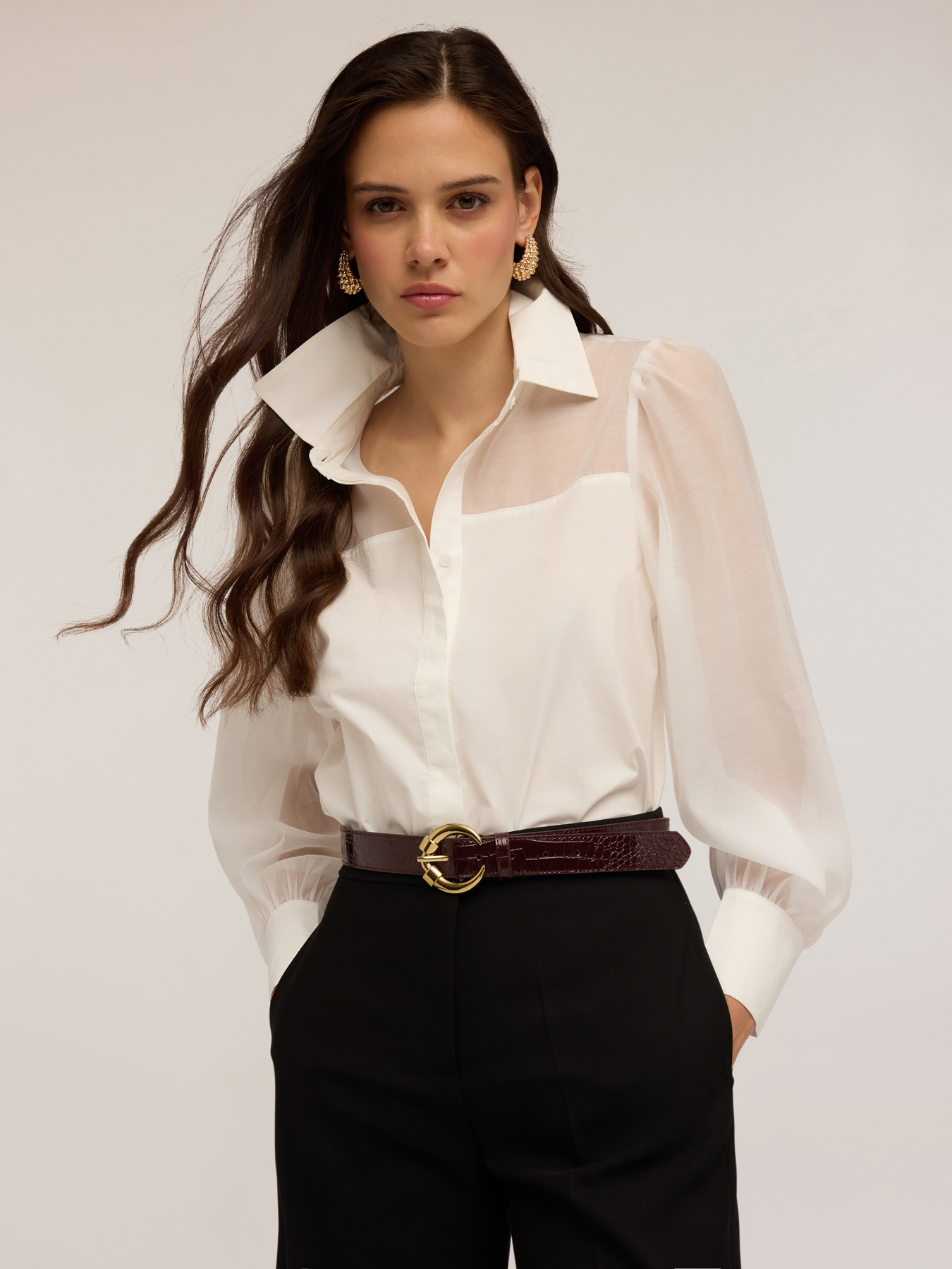 Chemise avec empiècements en organza image number 3