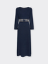 Tricot dress with striped belt image number 4