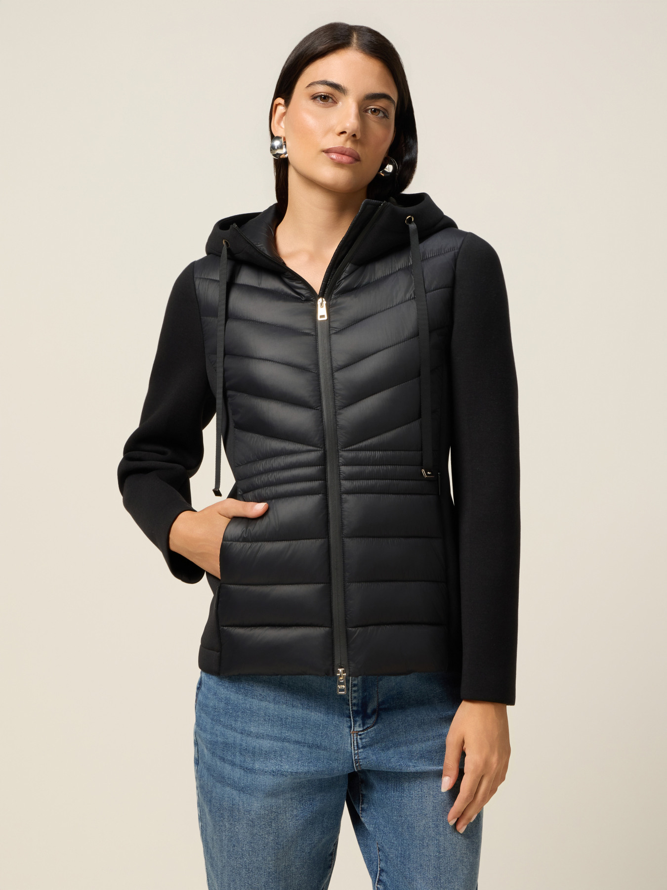 Lightweight down jacket with scuba details image number 0