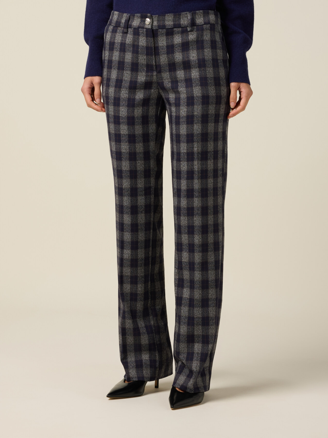 Pantaloni gamba dritta in flanella check image number 3