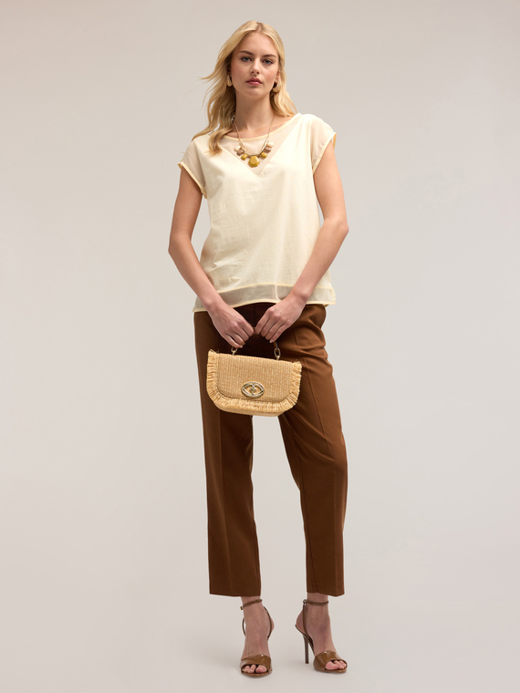 Jersey t-shirt with georgette inserts