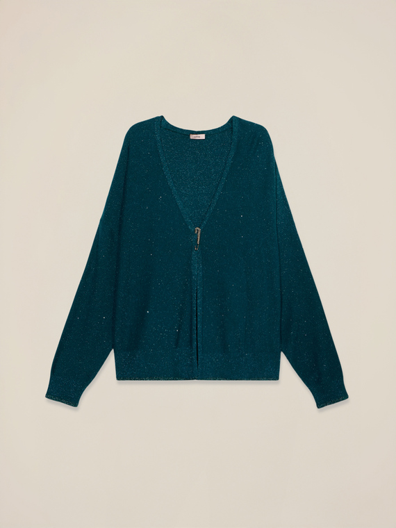 Mixed cashmere cardigan with sequins