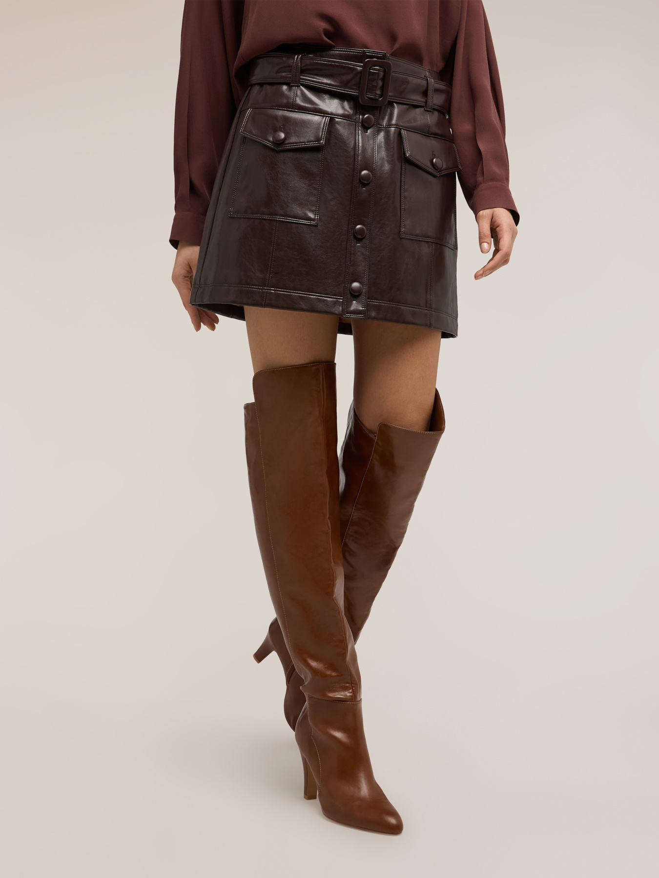 Coated fabric miniskirt image number 2