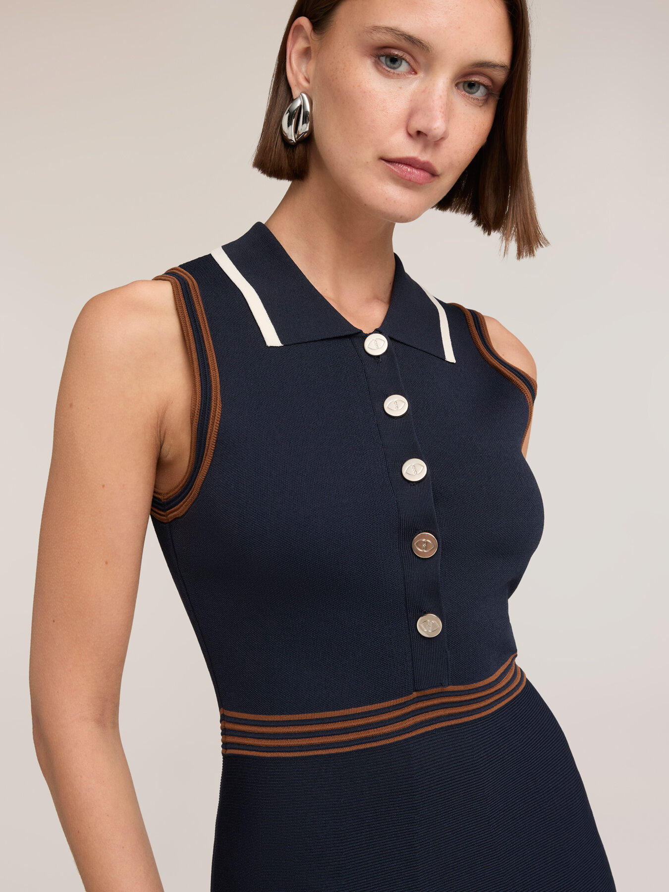 Rochie cu croială &icirc;n A cu guler polo image number 3