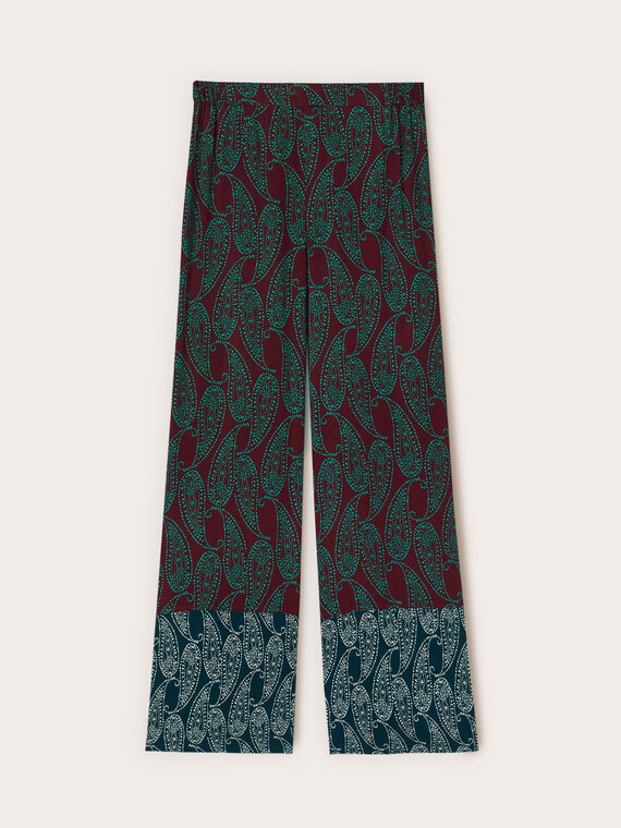 Palazzo pants in cashmere print satin