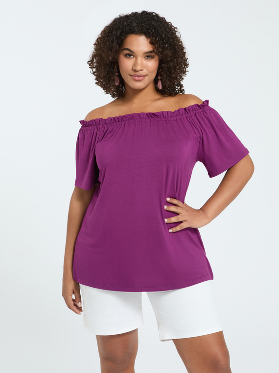 Off-Shoulder-T-Shirt aus Viskose-Jersey