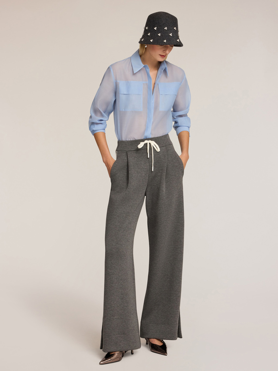 Pantaloni palazzo in scuba con bande
