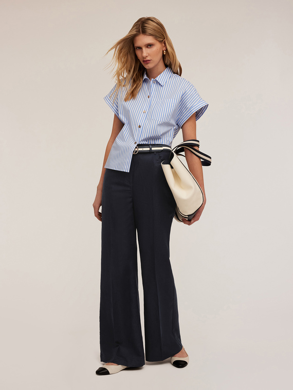 Camicia kimono in cotone a righe