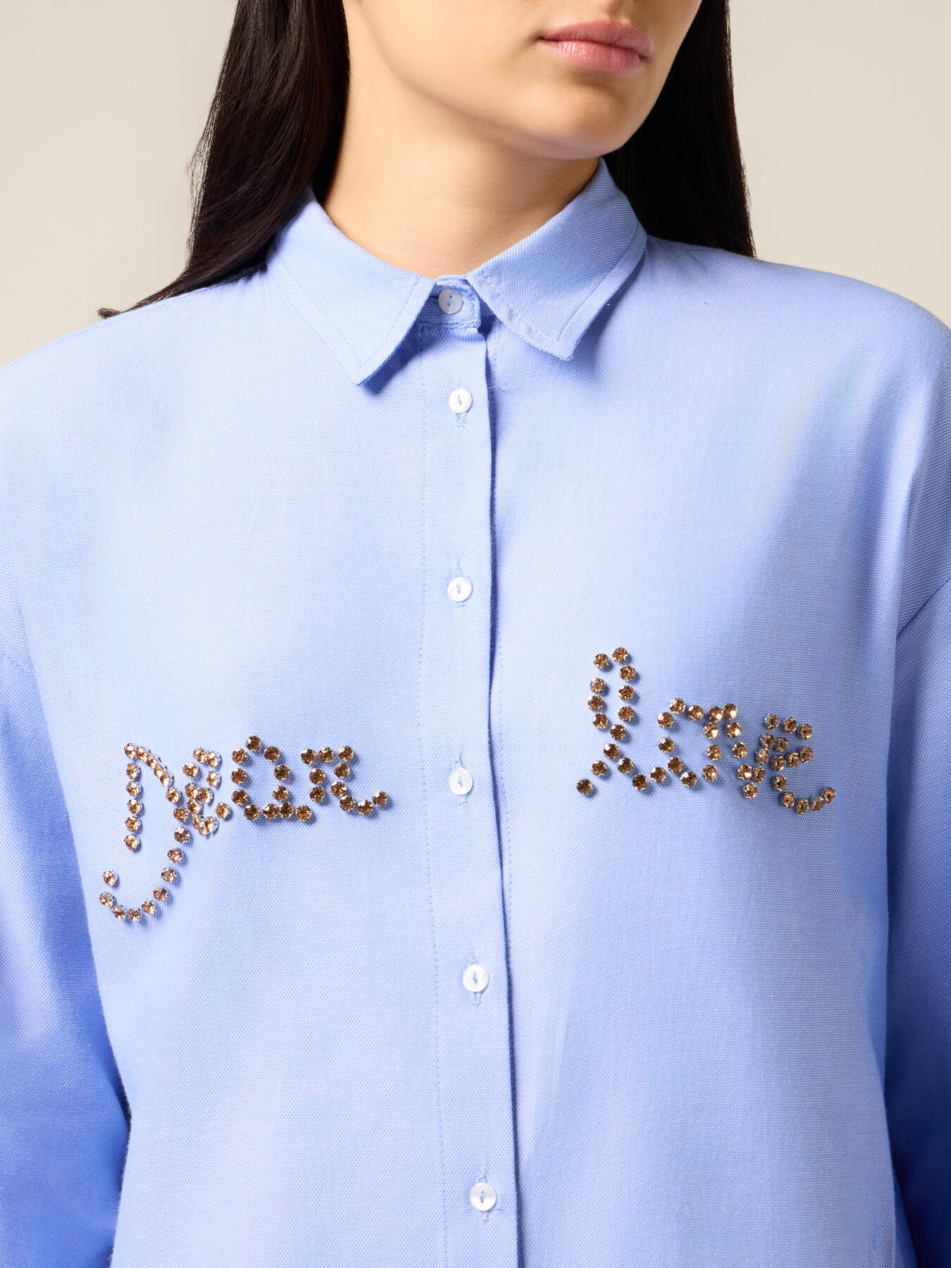 Camicia con ricamo gioiello lettering image number 2