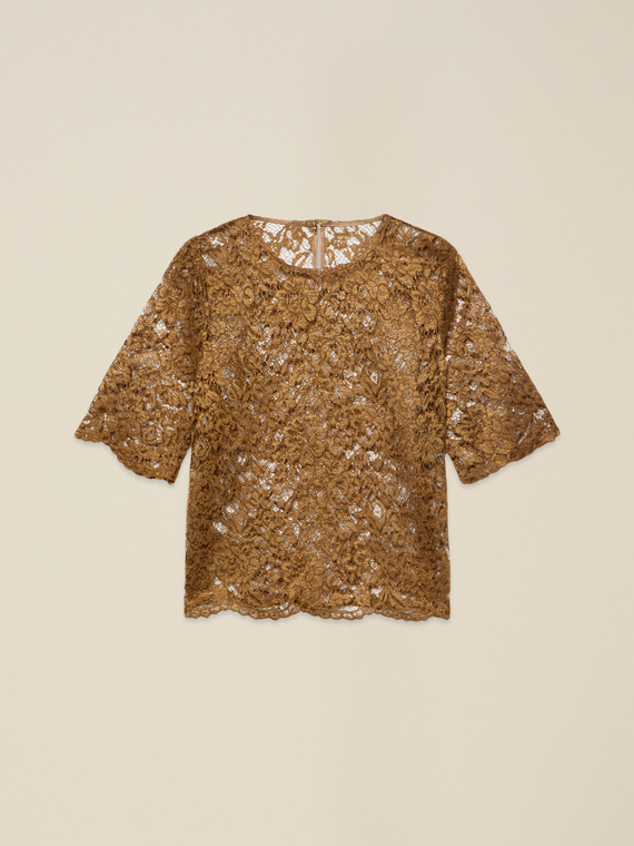 Blusa in pizzo con maniche al gomito