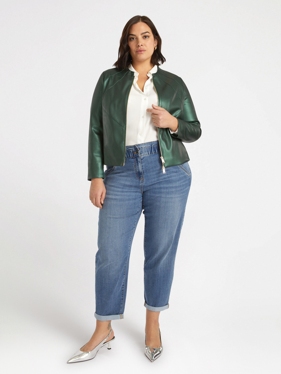 Giacca biker con parti in tessuto stretch