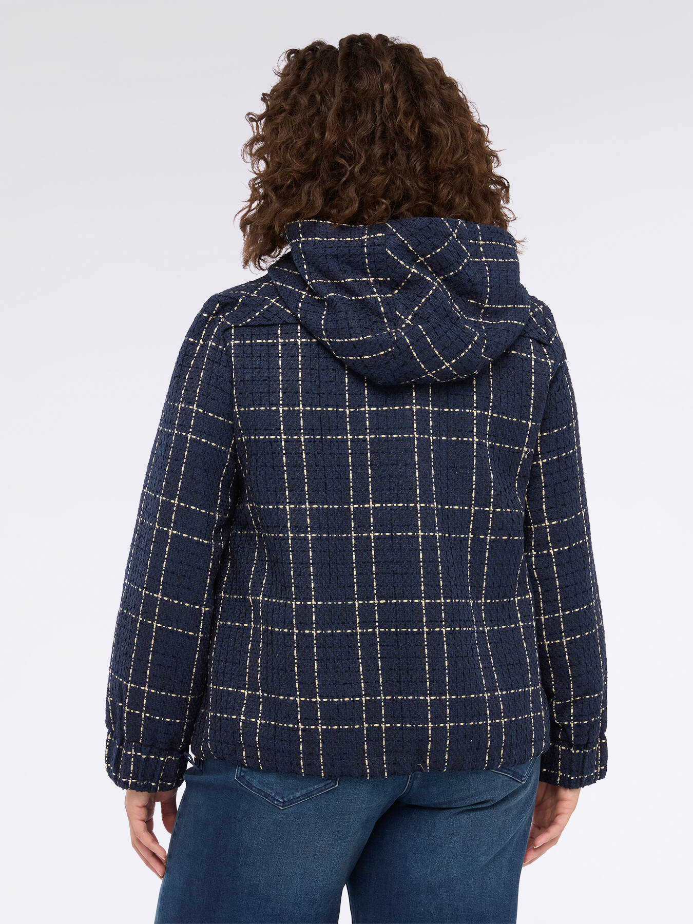 Karierte Jacquard-Jacke mit Kapuze image number 1