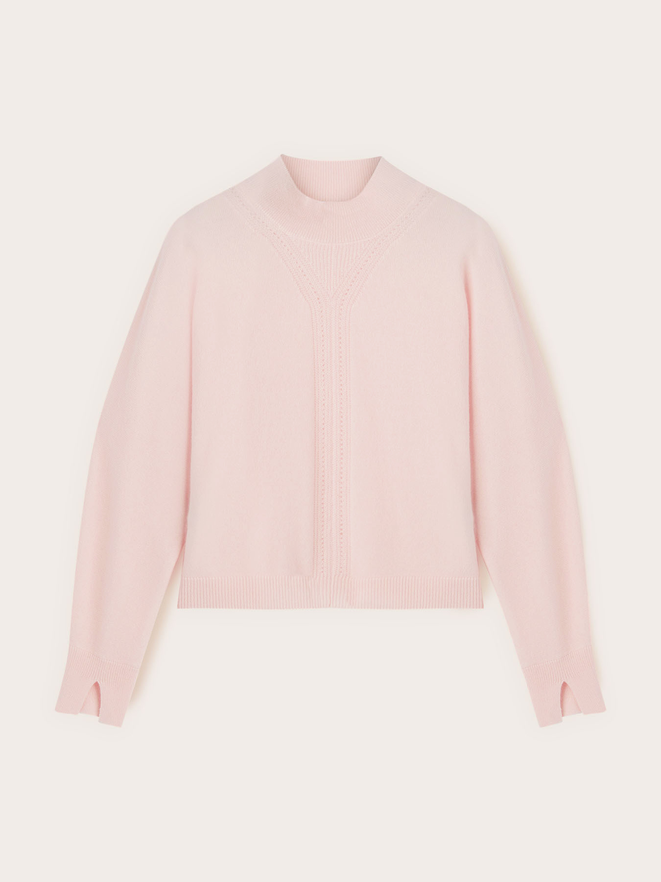 Crew neck cashmere sweater with openwork image number 4