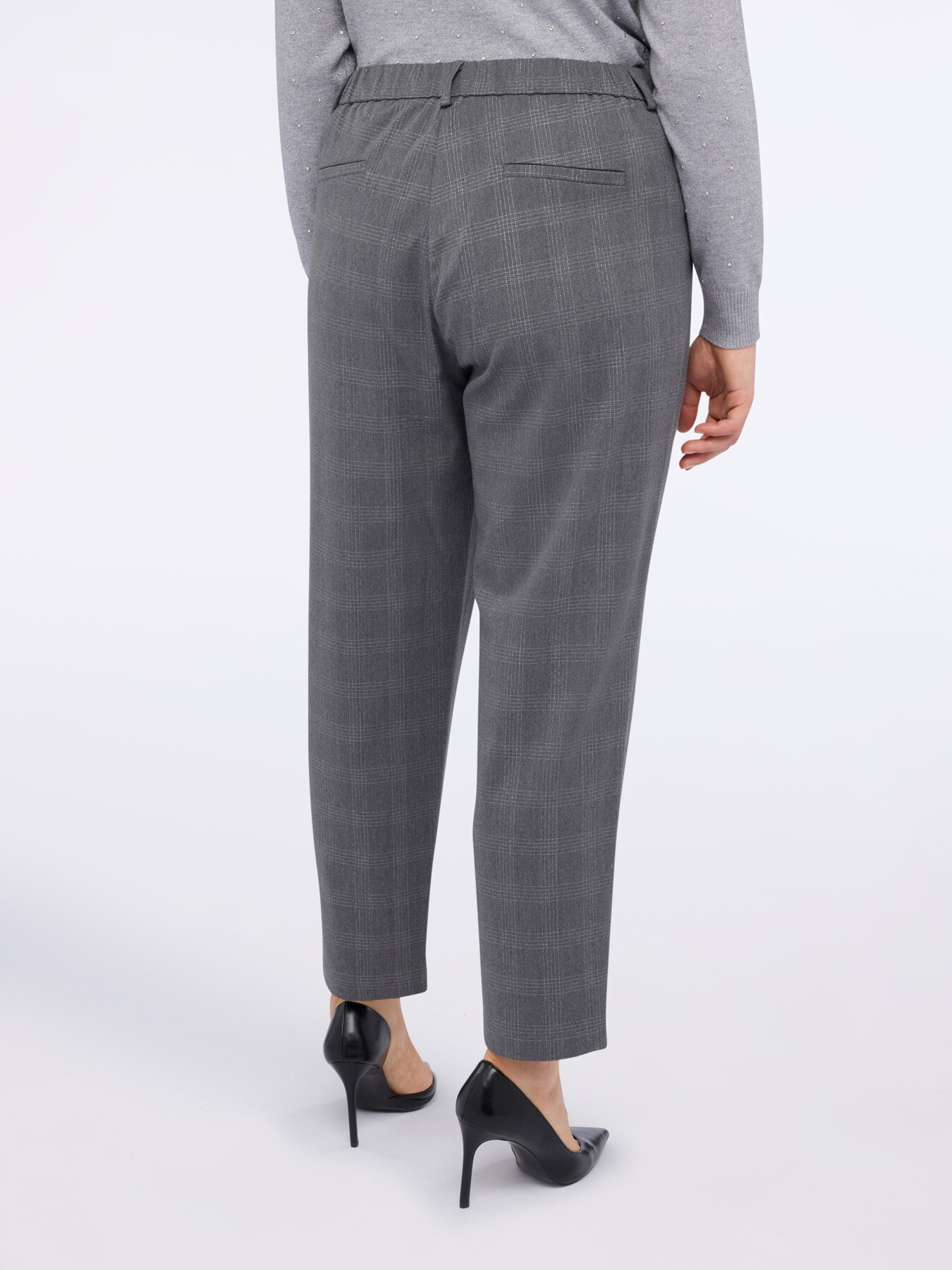 Balloon pants with checkered print and lurex thread image number 1