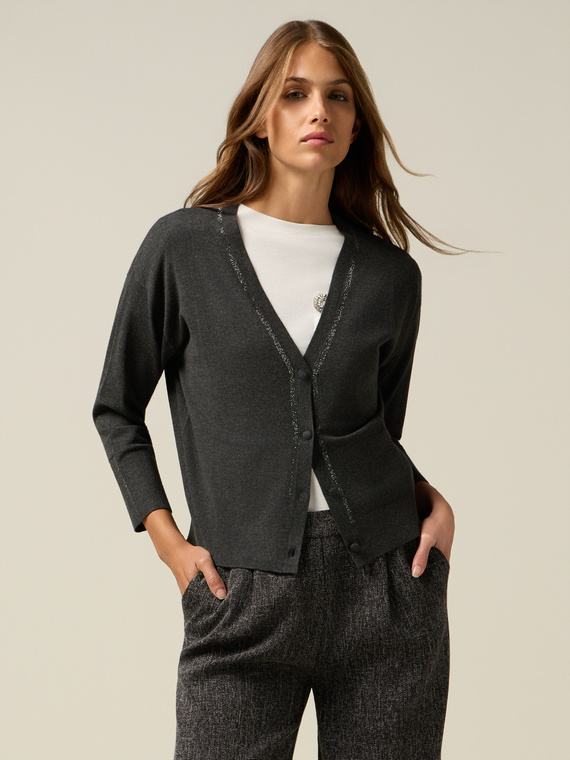 Cardigan scollo a V con applicazioni