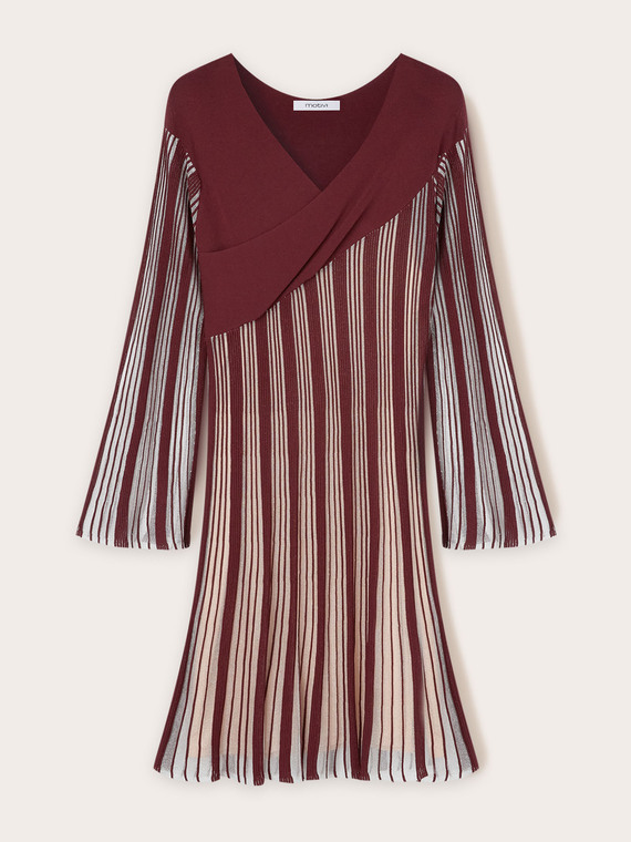Robe à rayures en maille lurex effet plissé