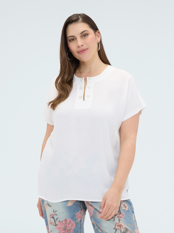 T-Shirt aus Viskose mit Perlendetail